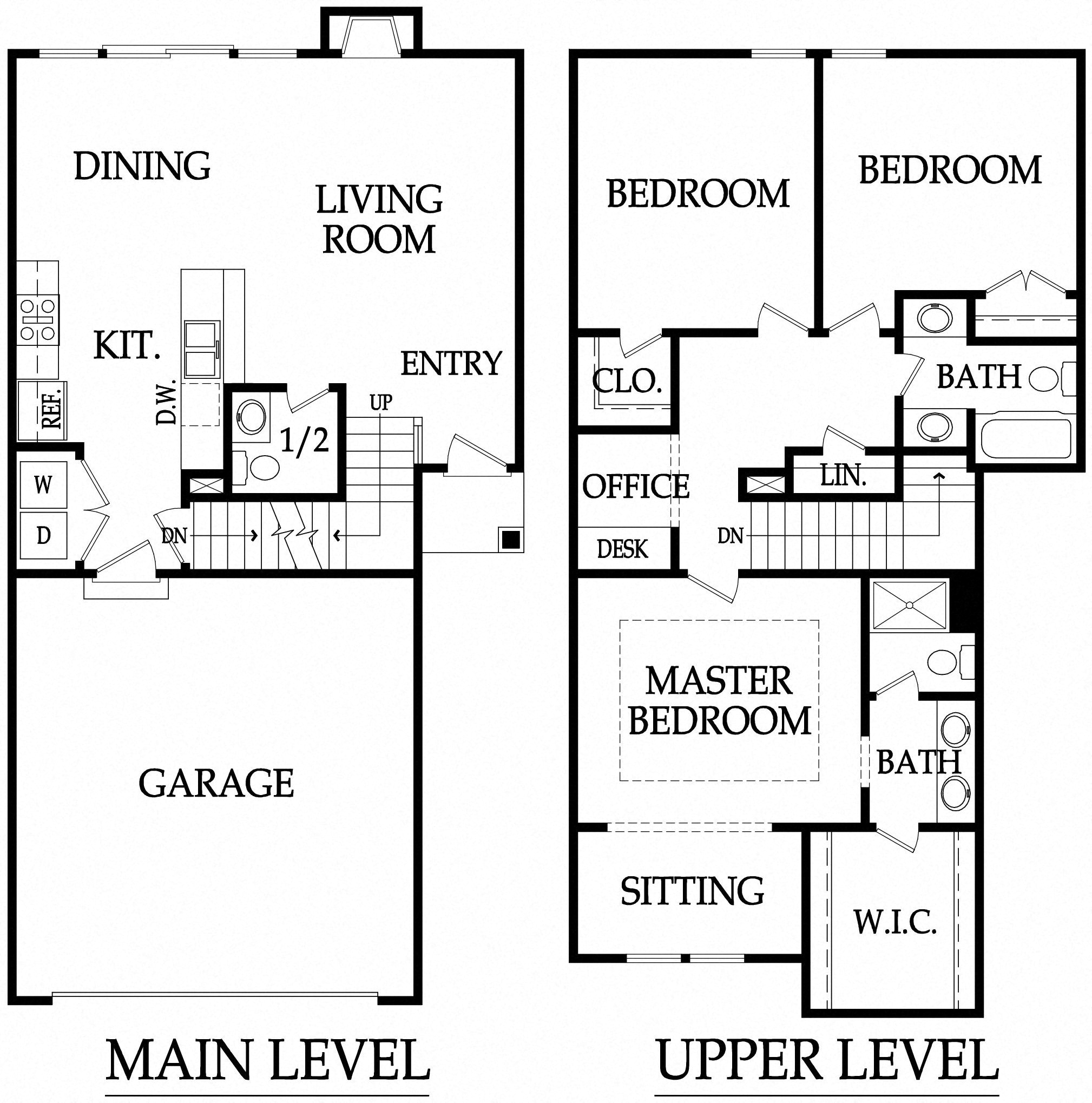 Floor plan for 3 beds, 2.5 baths, 1863 sqft